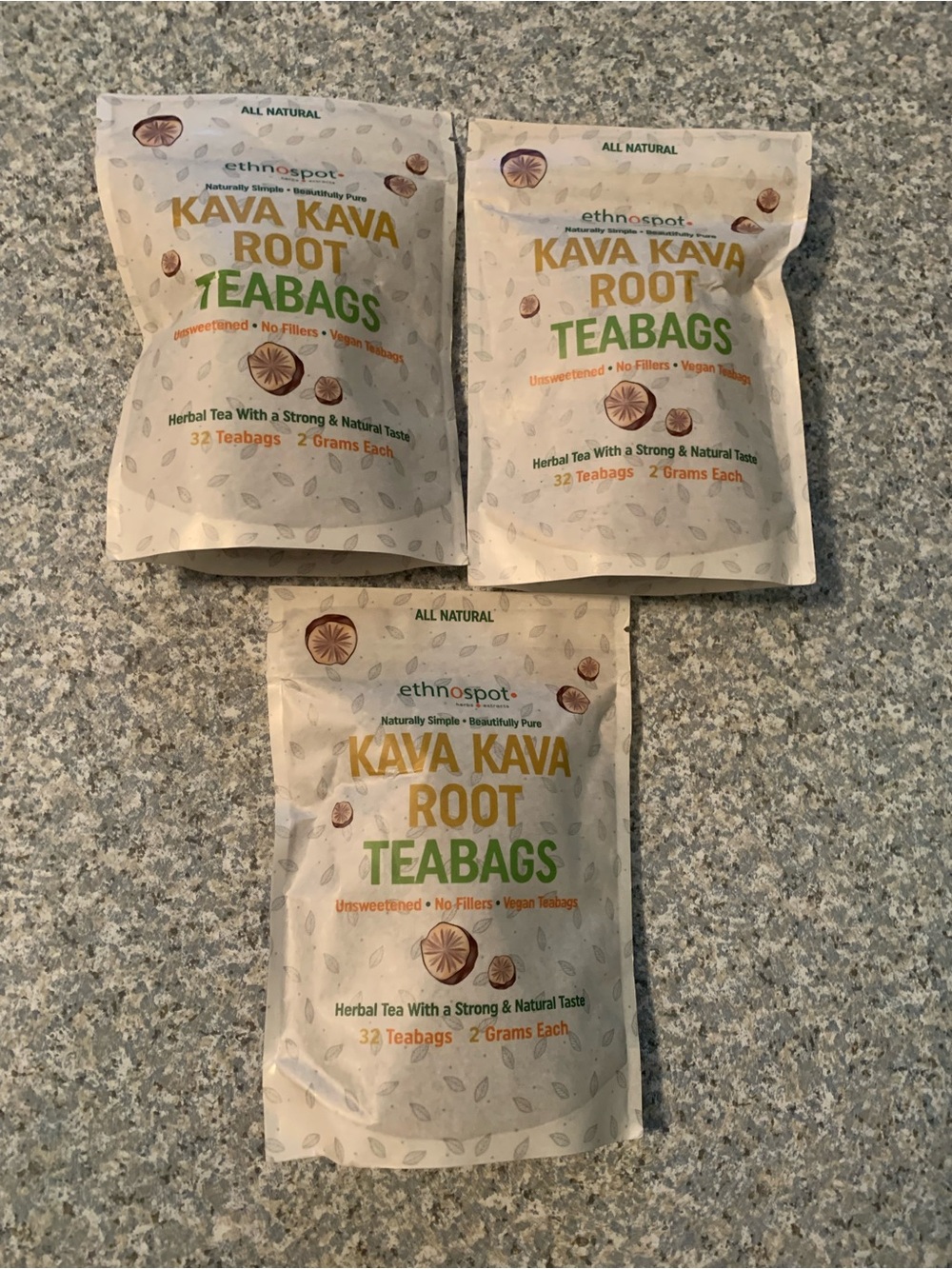 3 Ethnospot Kava Kava Root Teabags 96 Total Exp 8/27